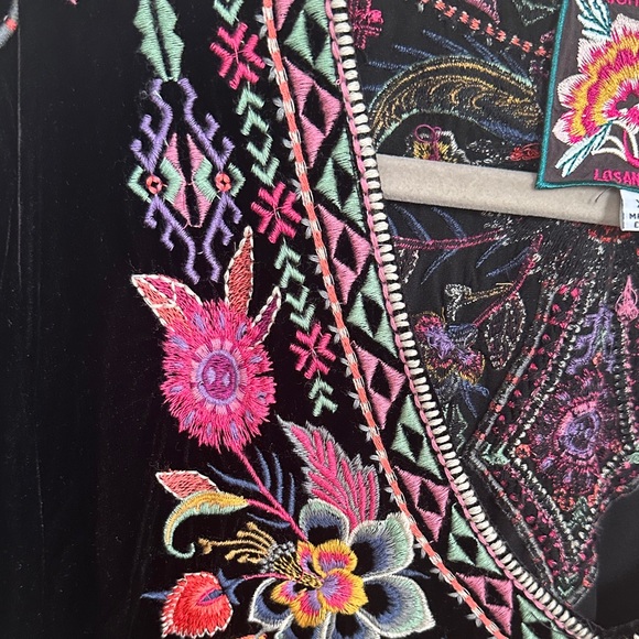 Johnny Was Black Top with Colorful Embroidery - Picture 7 of 17